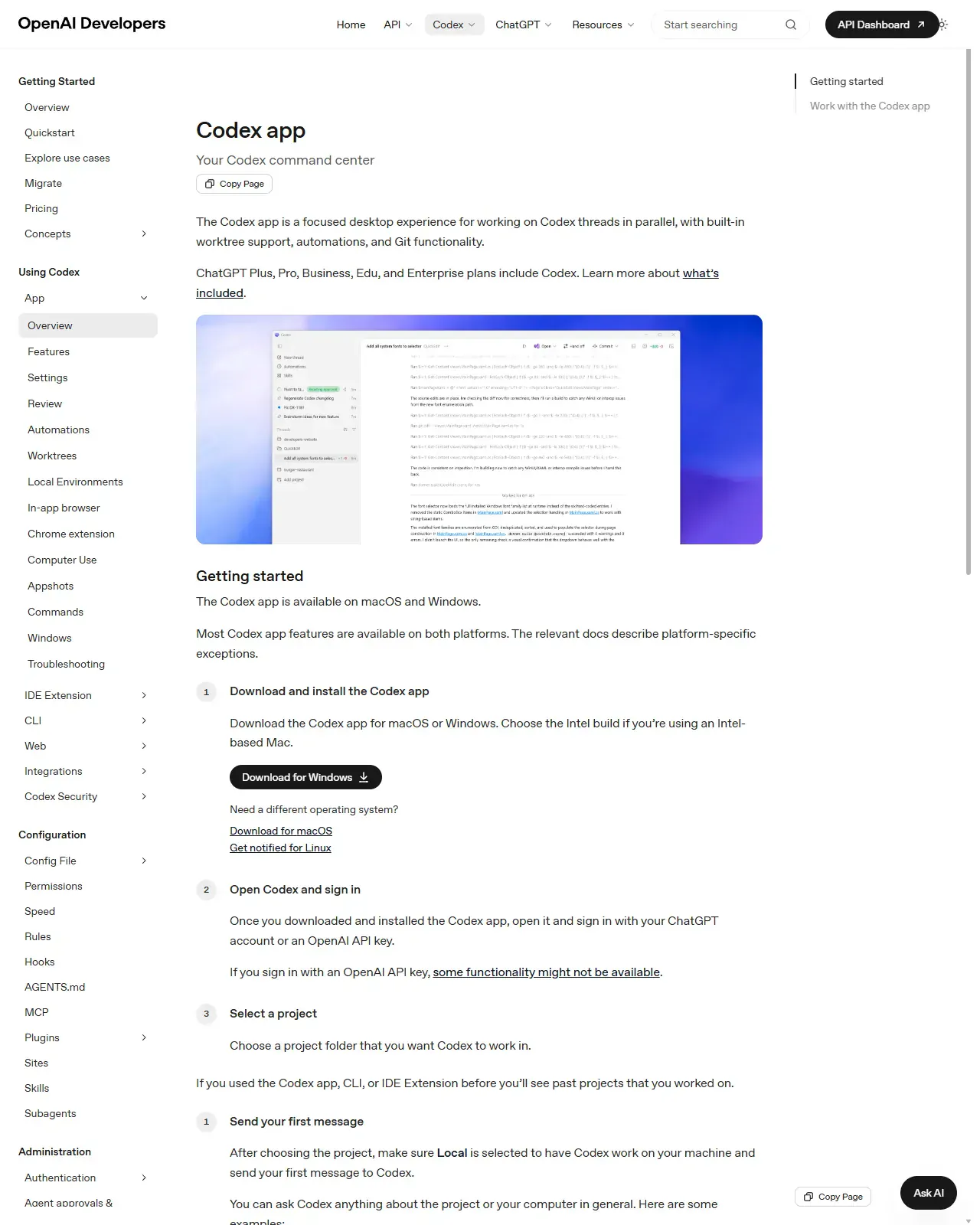 Codex App: projects, threads, worktrees, plugins, automations lesson preview