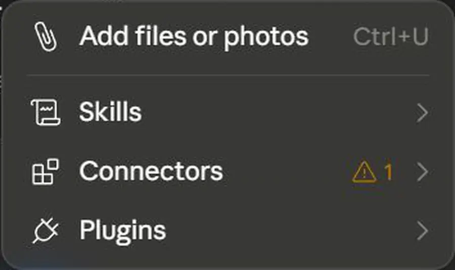 Claude Chat: Claude Menu Attachments Connectors