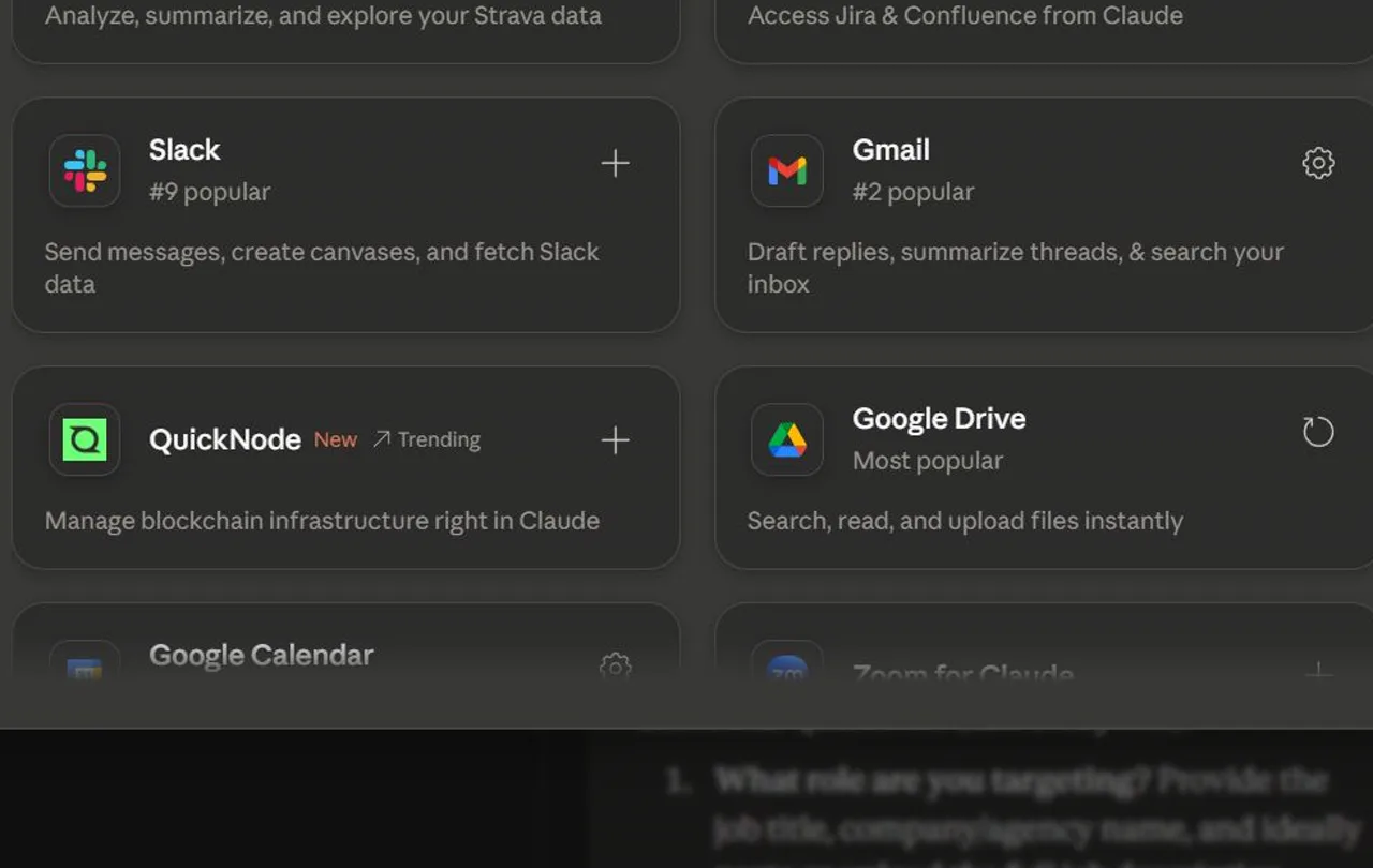 Claude Chat: Connectors Directory Google Drive