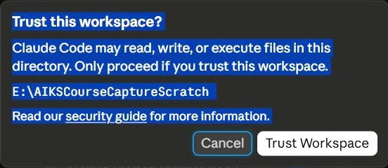 Claude Code App: Claude Code Trust Workspace Native