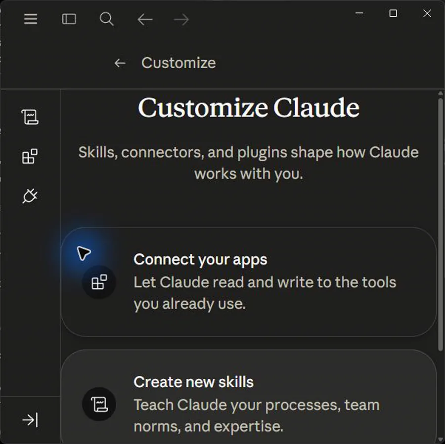 Claude Cowork: Customize Panel