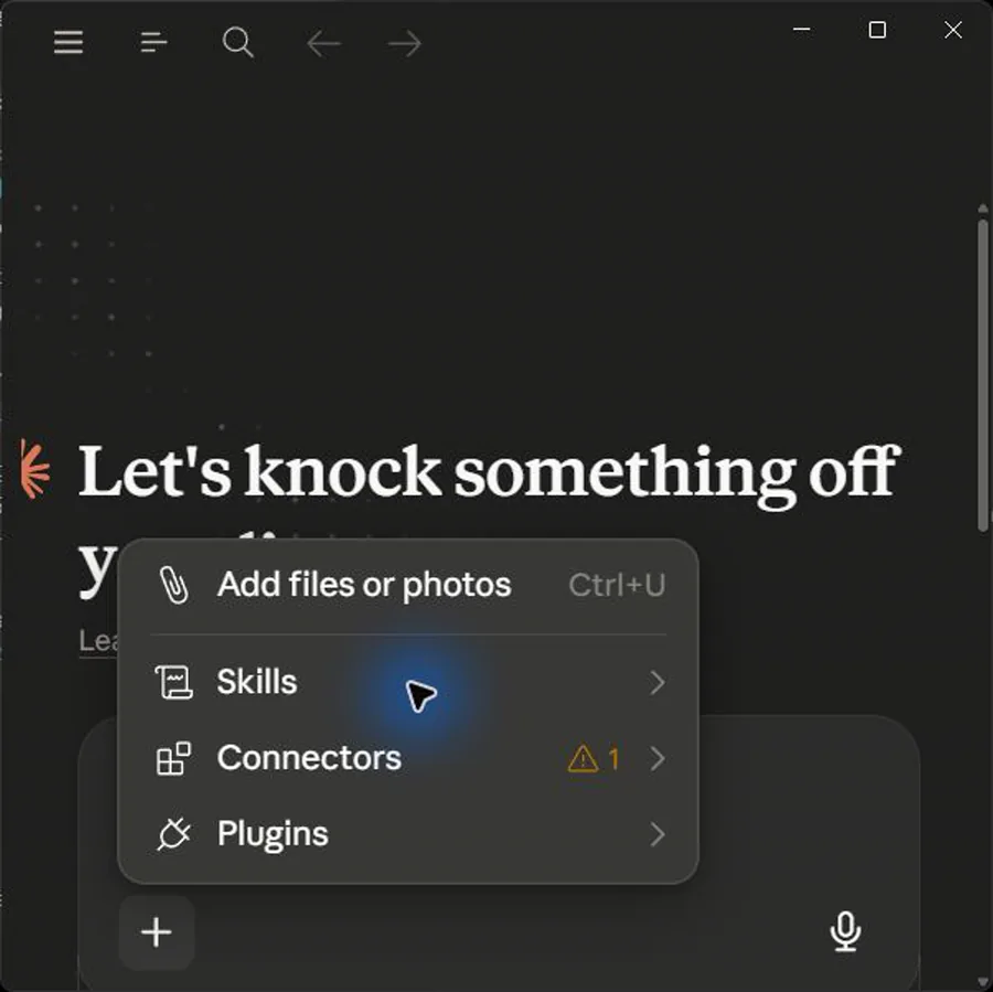 Claude App Capture: Add Menu