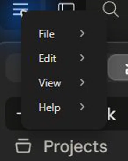 Claude App Capture: App Menu Overlay