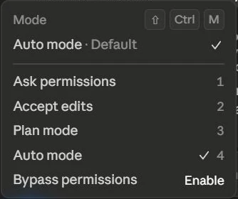 Claude Code Capture: Code Mode Selector