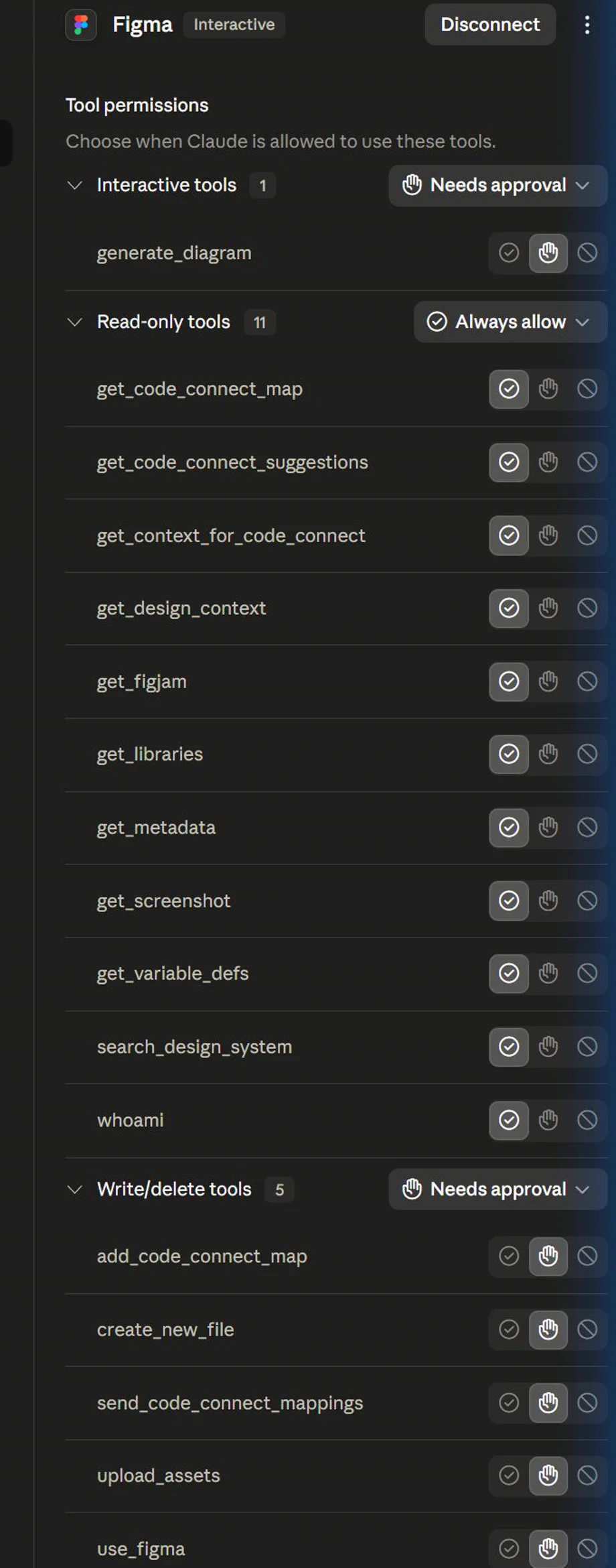 Claude App Capture: Figma Tool Permissions