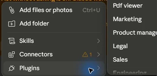 Claude Advanced Capture: Plugins Submenu