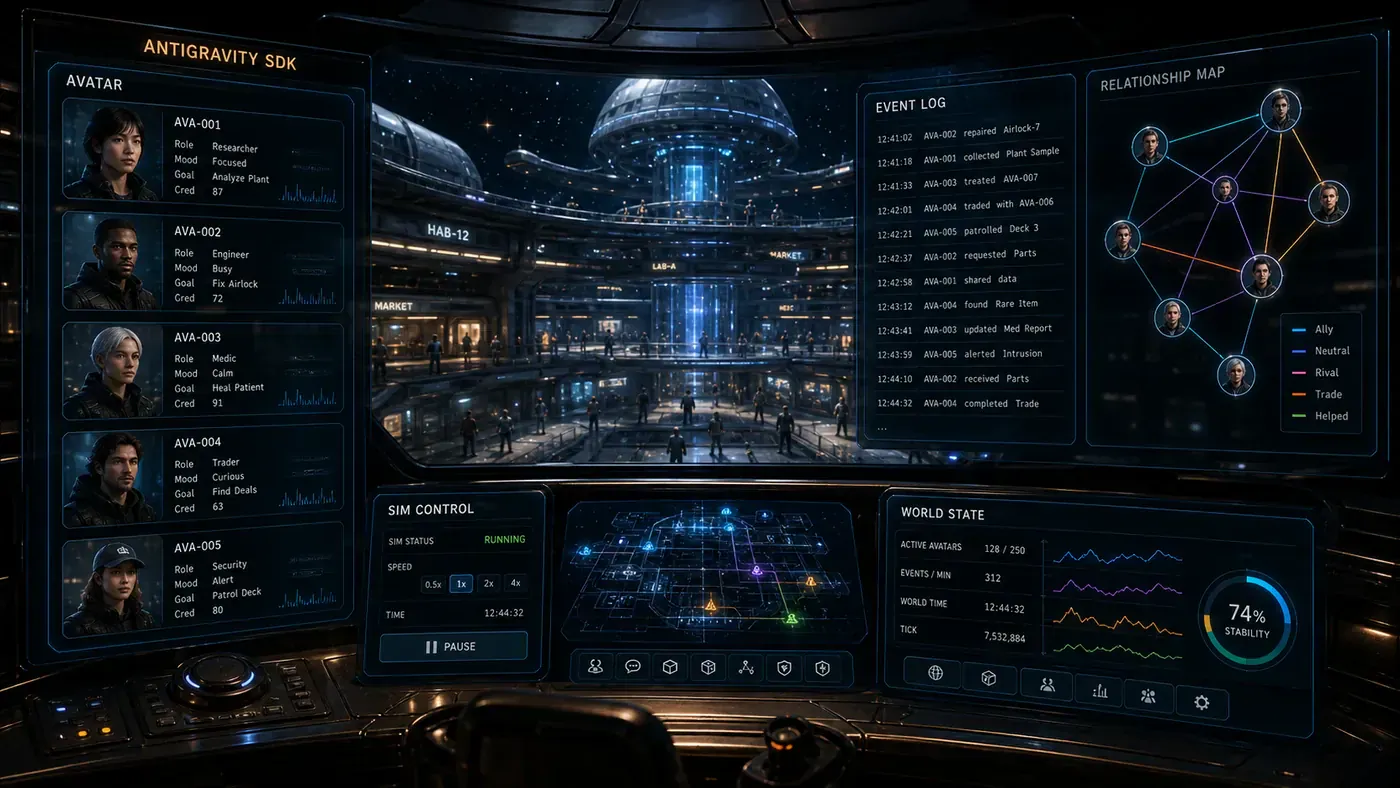 AI Kick Start second inline visual for Antigravity SDK's Social Simulation Shows What Multi-Agent Worlds Can Do.
