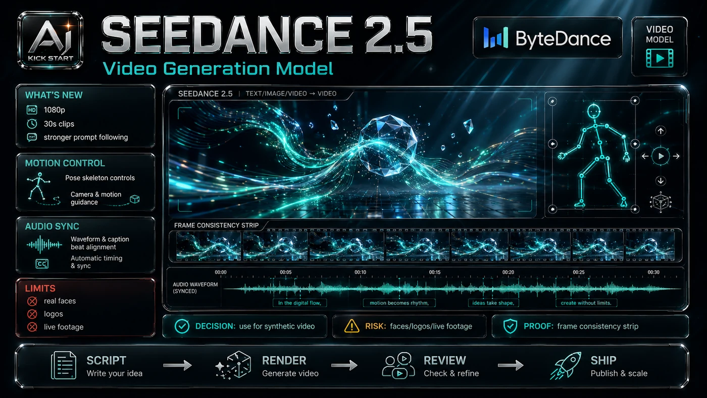 AI Kick Start generated article visual for ByteDance Seedance 2.5: What Australian Teams Should Test (and Ignore).