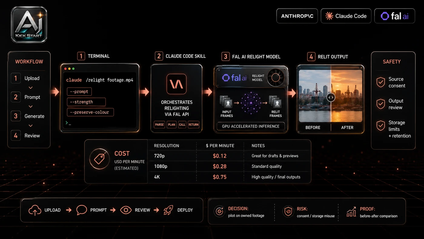 AI Kick Start second inline visual for Claude Code + Fal AI for Automated Video Relighting: A Practical Look.