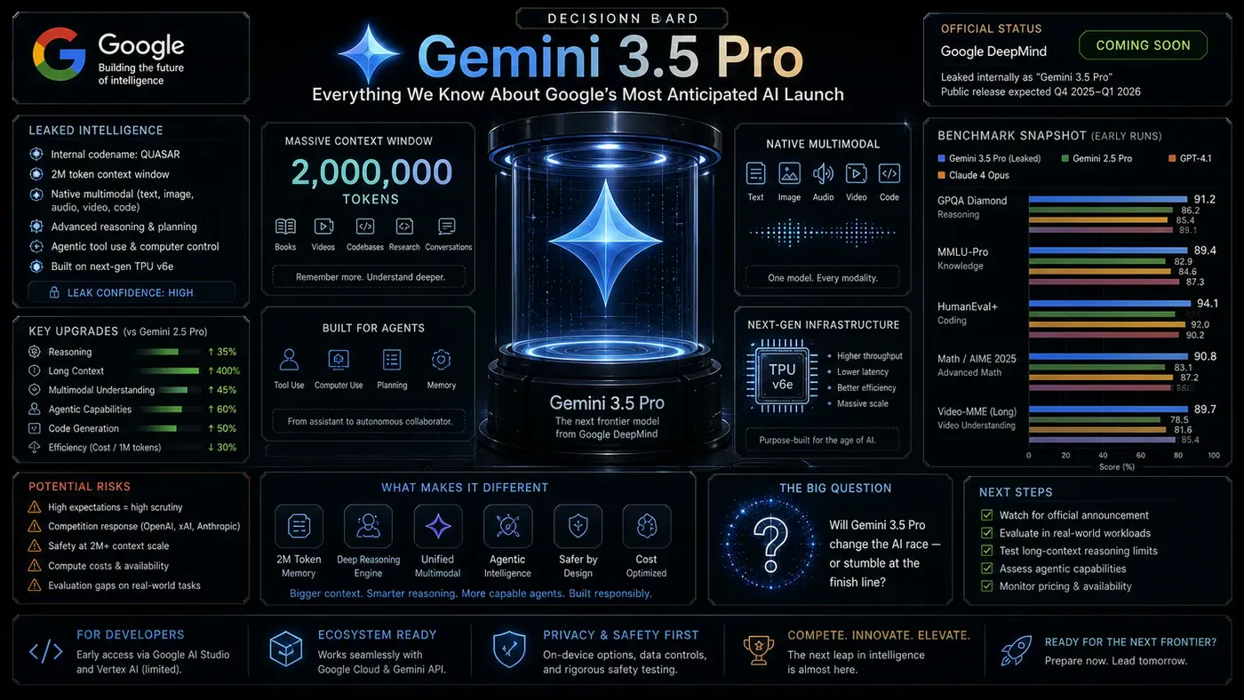 AI Kick Start generated article visual for Gemini 3.5 Pro: Everything We Know About Google's Most Anticipated AI Launch of the Year.