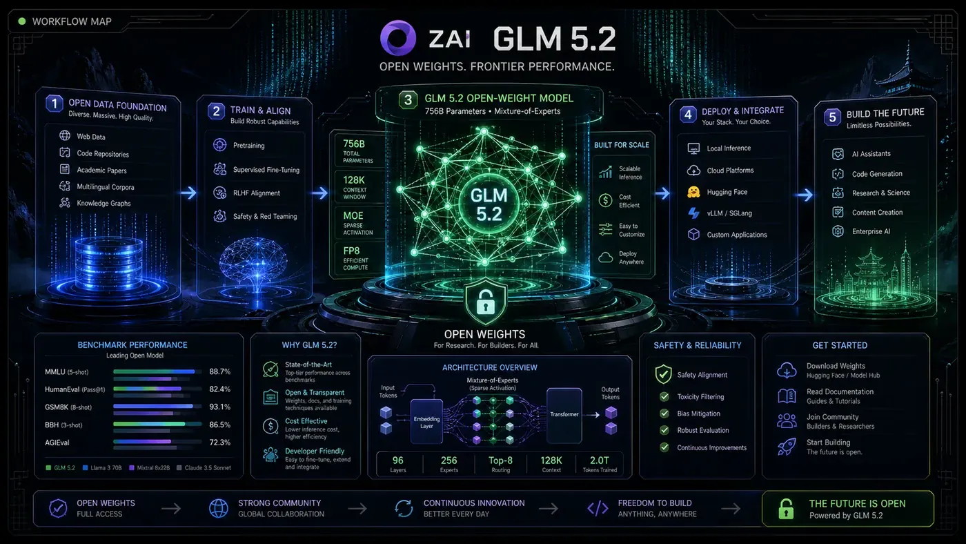 AI Kick Start generated article visual for GLM 5.2: The Open-Weights Model Surpassing Proprietary Giants.