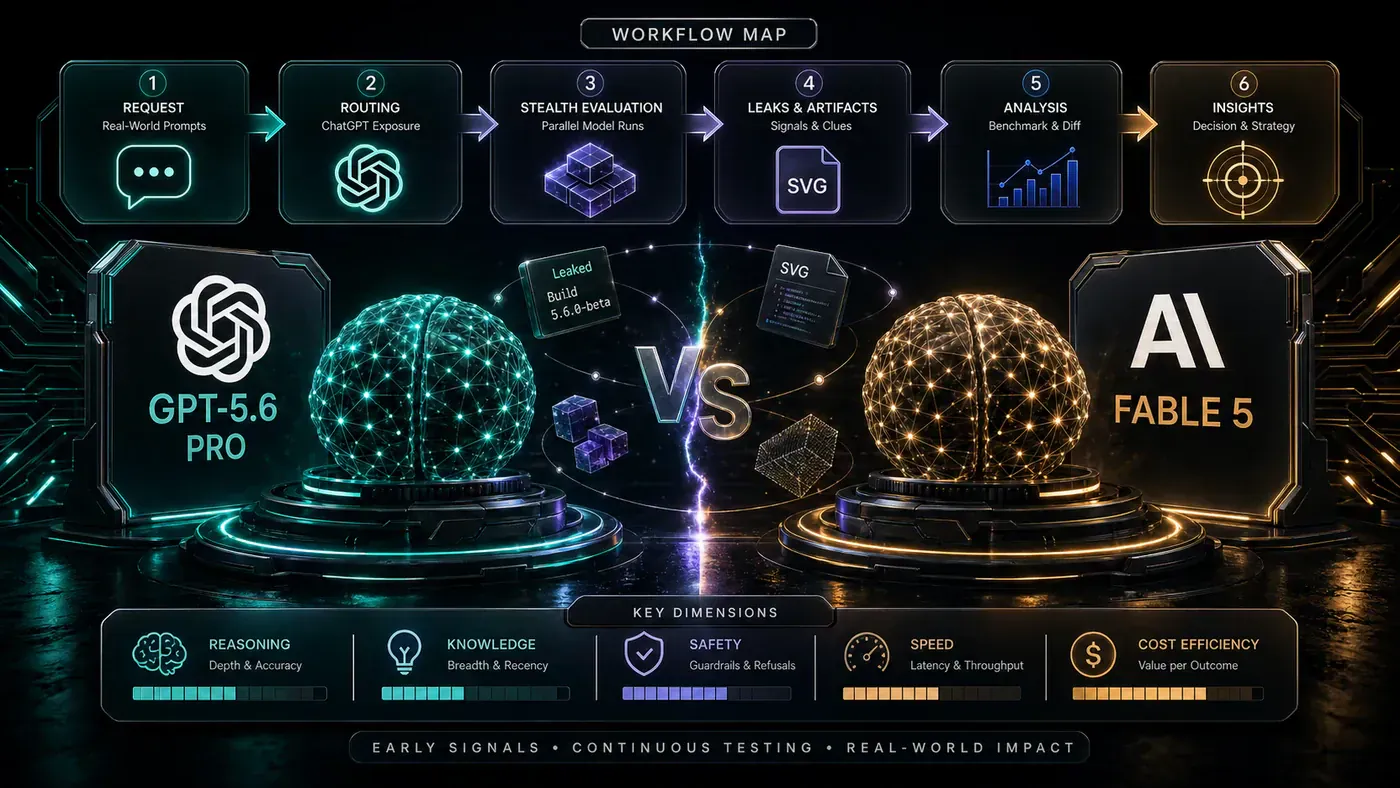 AI Kick Start generated article visual for GPT-5.6 Pro vs Fable 5: OpenAI's Stealth-Tested Challenger Enters the Arena.