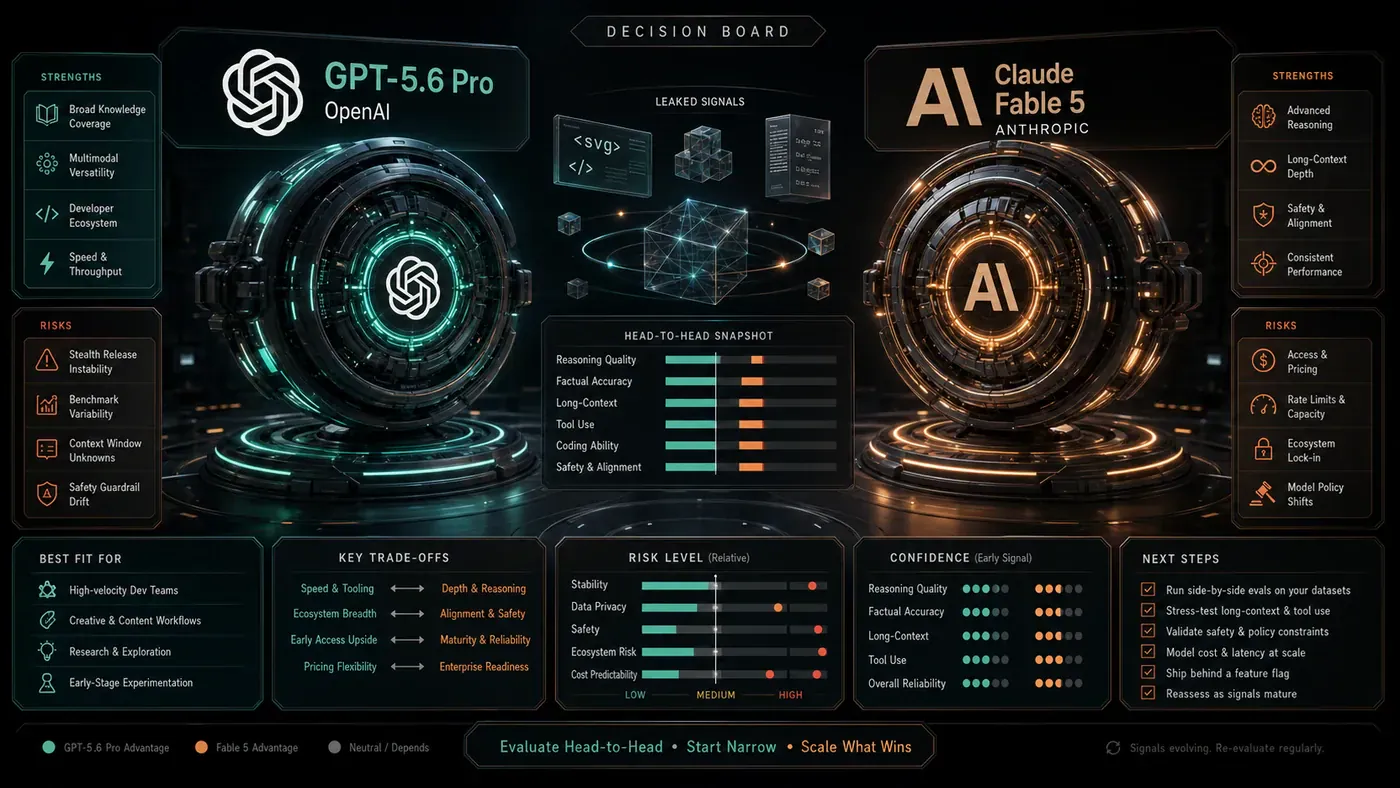 AI Kick Start generated article visual for GPT-5.6 Pro vs Fable 5: OpenAI's Stealth-Tested Challenger Enters the Arena.