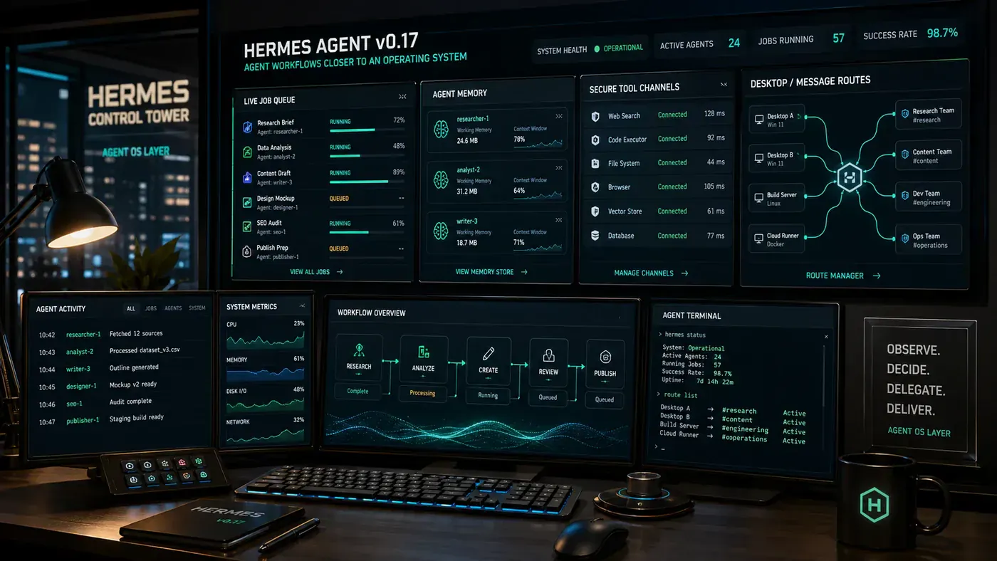 AI Kick Start second inline visual for Hermes Agent v0.17 Pushes Agent Workflows Closer to an Operating System.