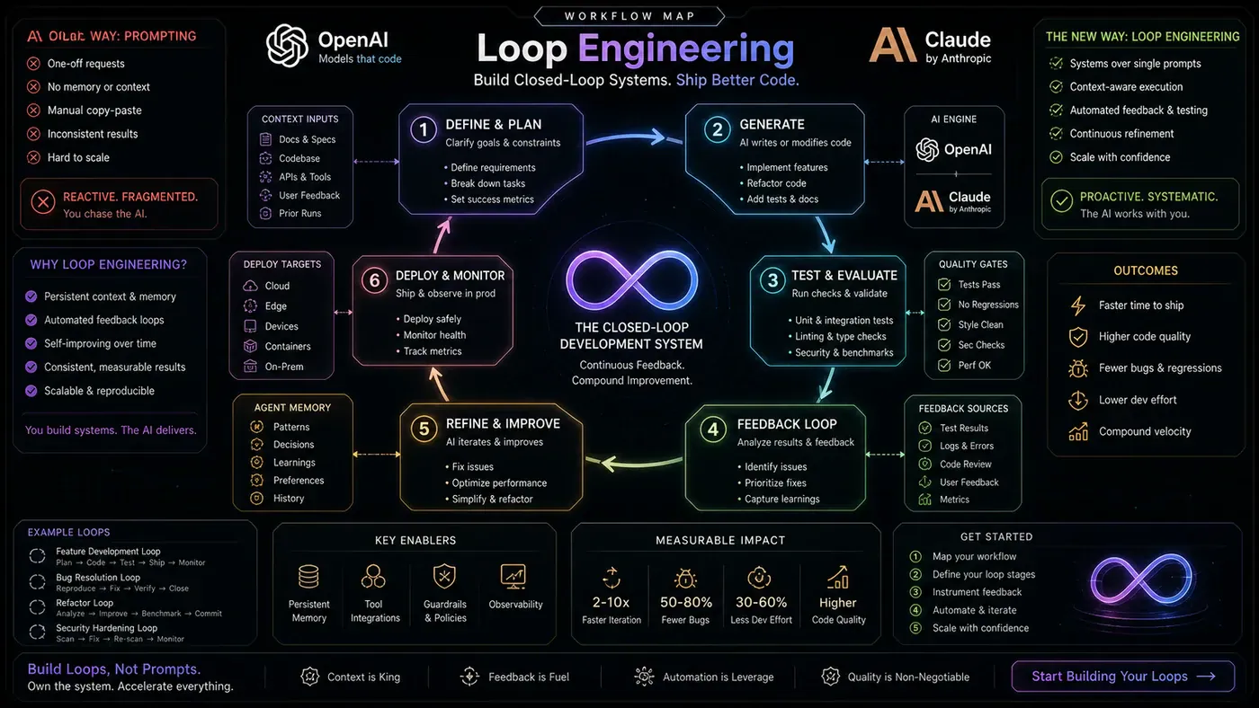AI Kick Start generated article visual for Loop Engineering: Why the World's Best AI Developers Have Stopped Prompting and Started Building Loops.