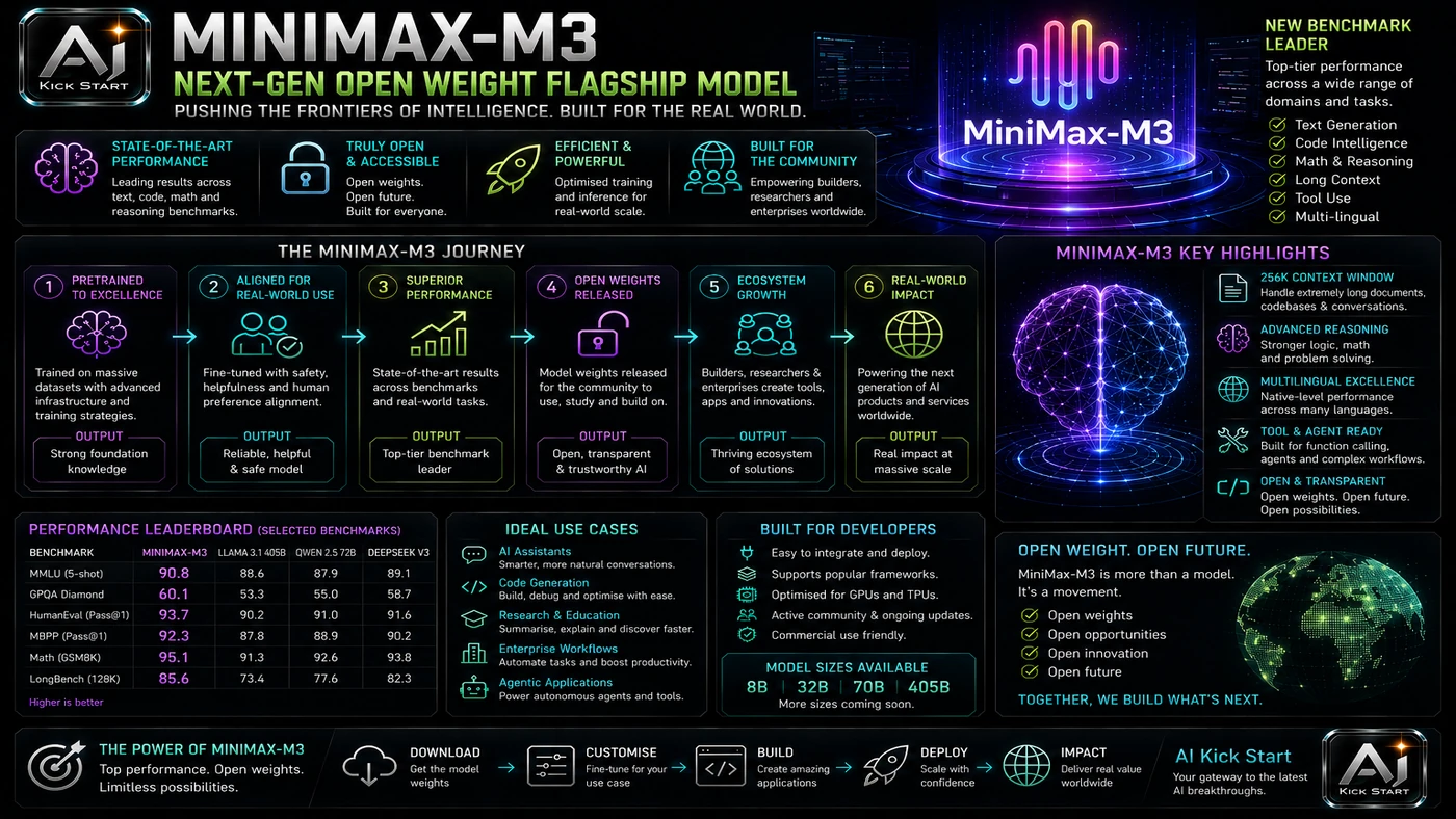 Supporting AI Kick Start editorial image for minimax-m3-first-open-weights-1m-context.