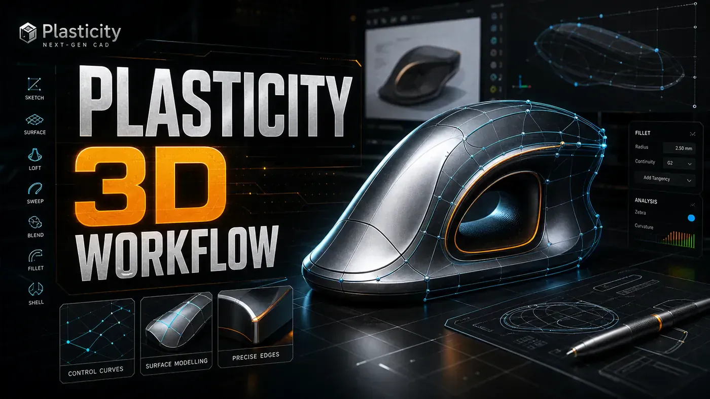 AI Kick Start editorial image for Mastering Complex 3D Product Design in Plasticity: A Deep Dive into Surface Modelling Techniques.