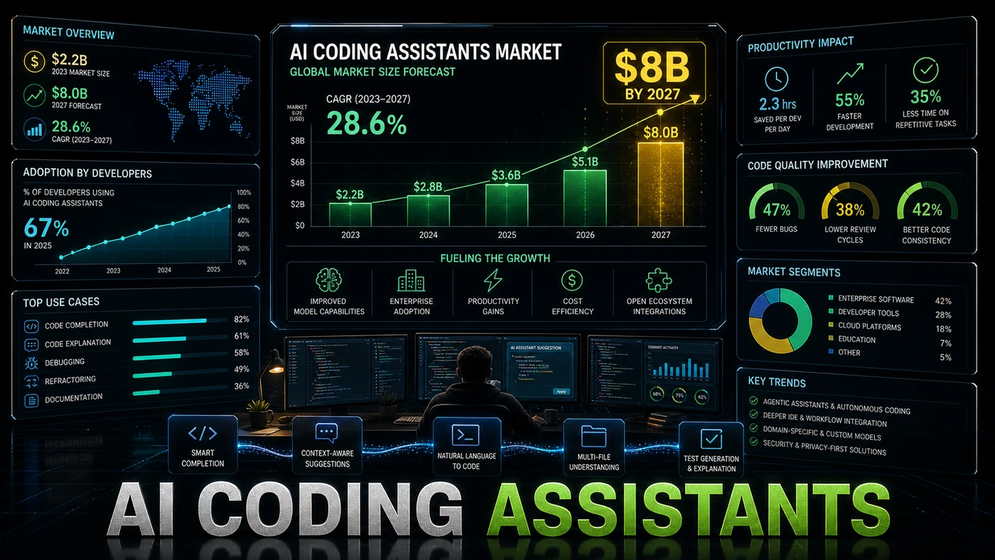 AI Kick Start editorial image for AI Coding Assistants: A Market on Track for $8 Billion by 2027.