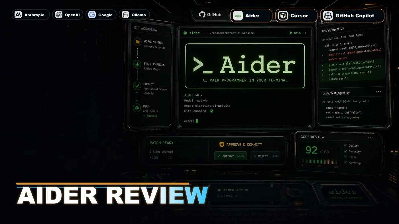 AI Kick Start editorial image for Aider Review: Terminal AI Coding Assistant.