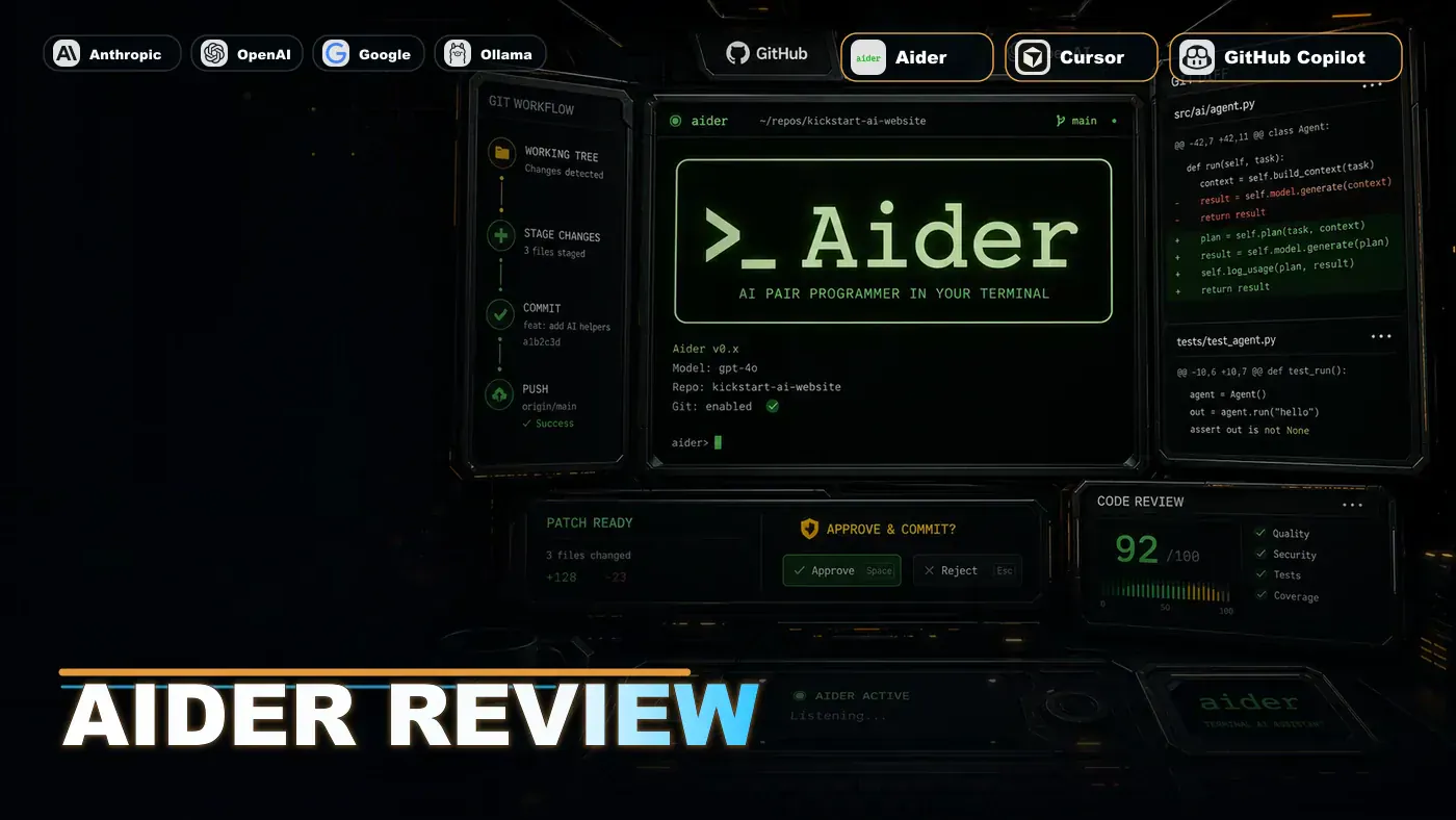 AI Kick Start editorial image for Aider Review: Terminal AI Coding Assistant.