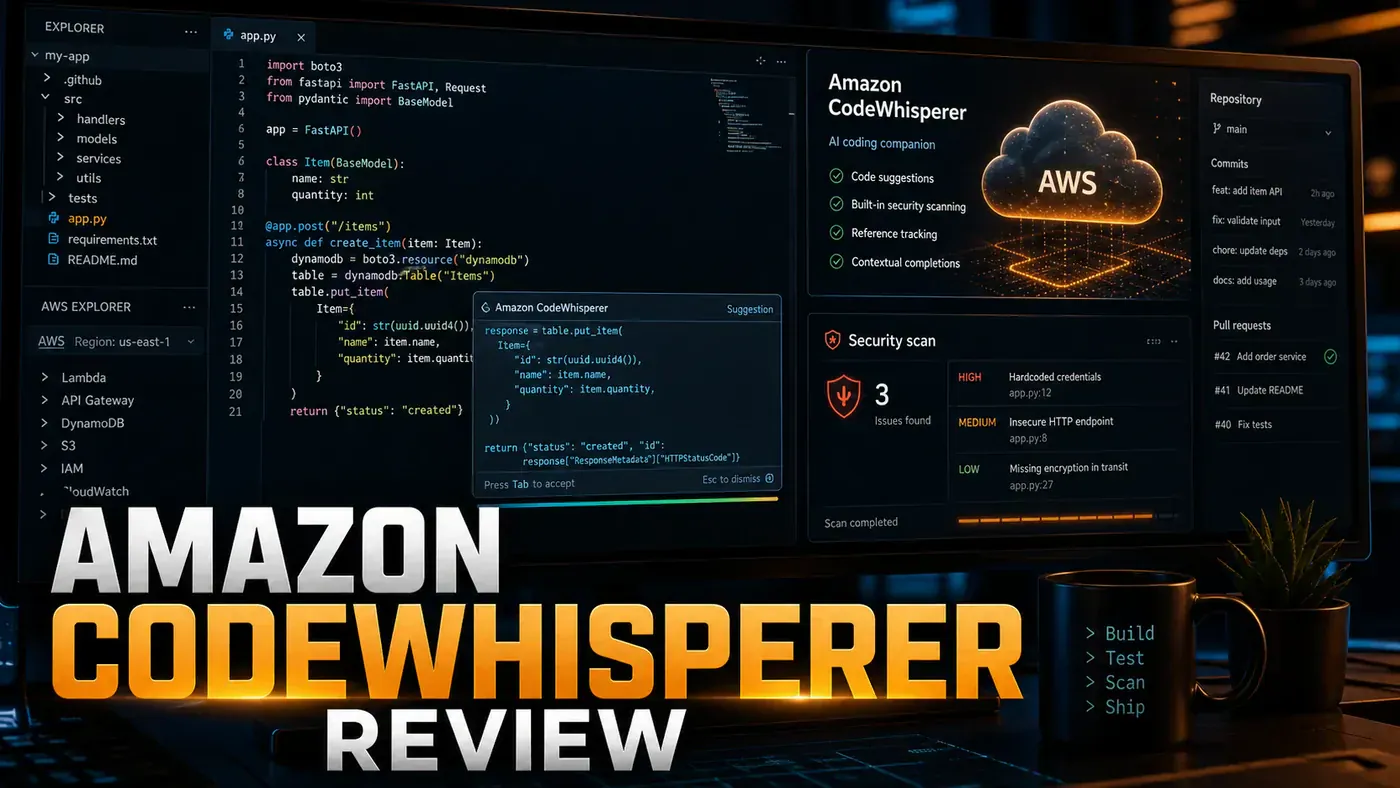 AI Kick Start editorial image for Amazon CodeWhisperer Review: AWS's Coding Assistant.