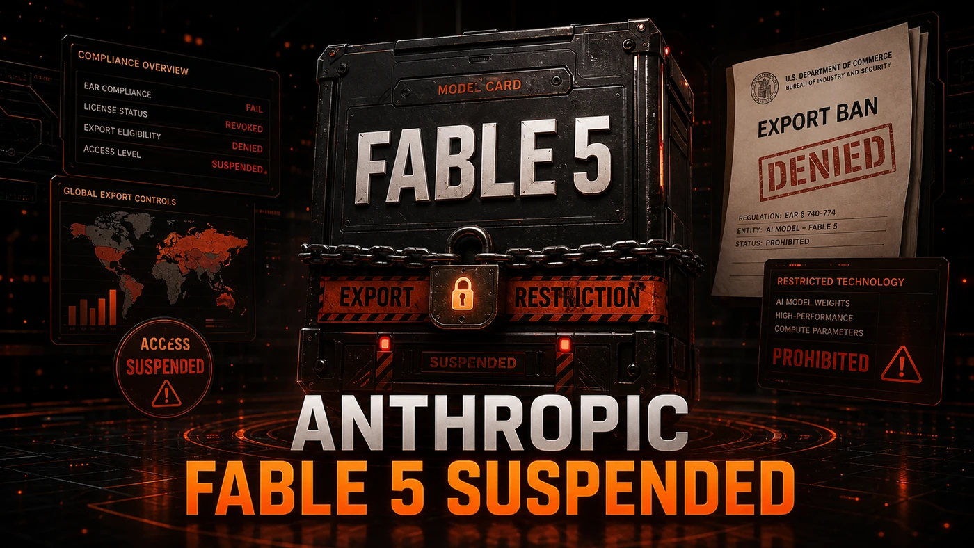 AI Kick Start editorial image for Anthropic Fable 5 Suspended: What the US Export Ban Means for the AI Industry.