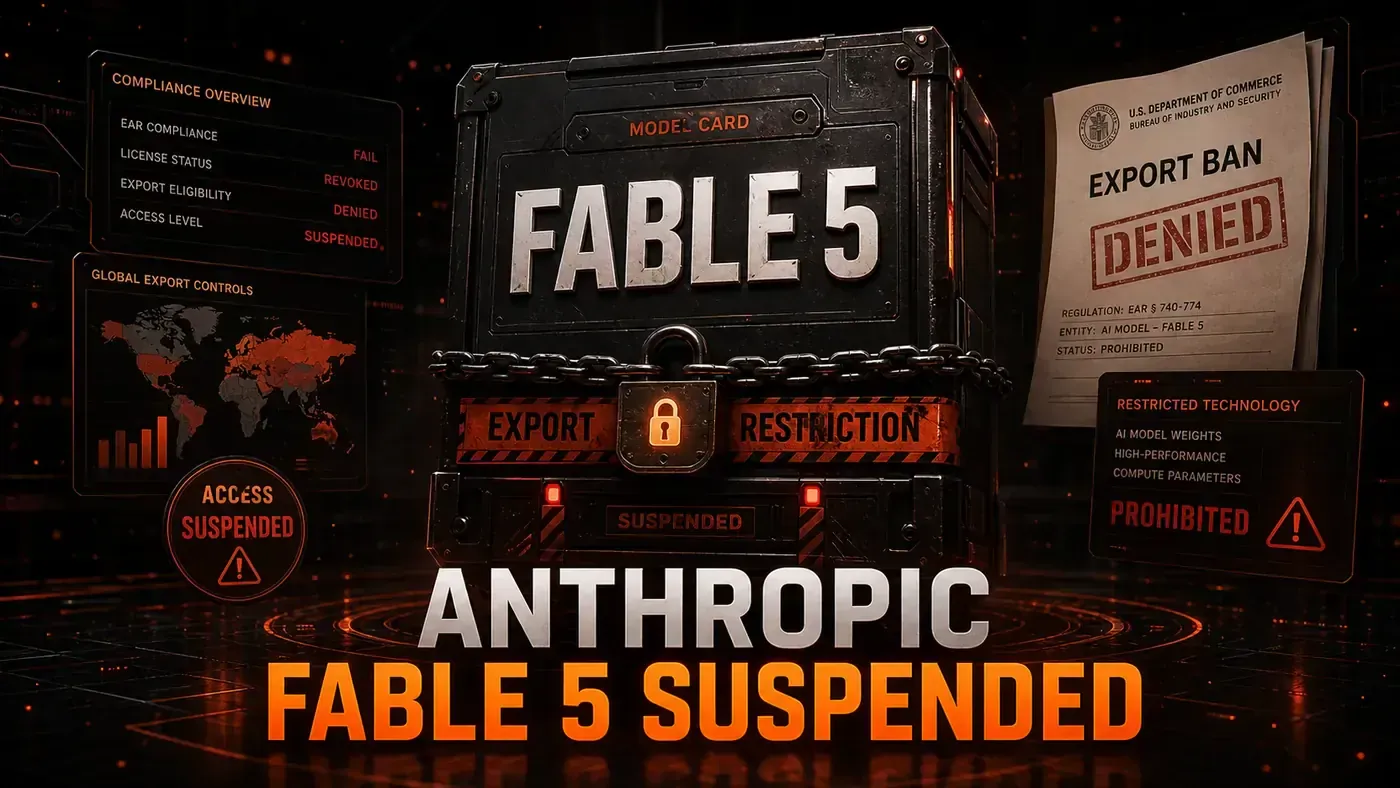AI Kick Start editorial image for Anthropic Fable 5 Suspended: What the US Export Ban Means for the AI Industry.