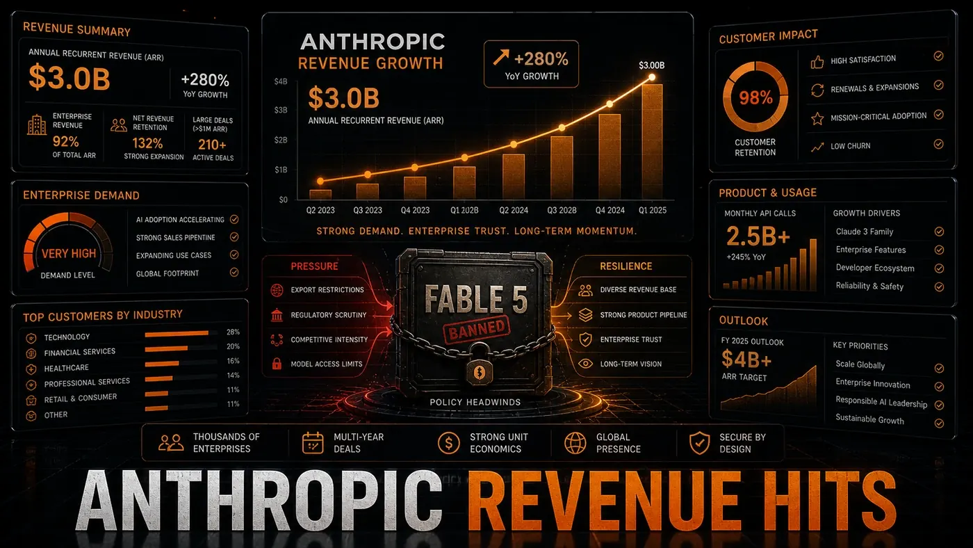 AI Kick Start editorial image for Anthropic's Revenue Growth Amid the Fable 5 Ban: Resilience Under Pressure.