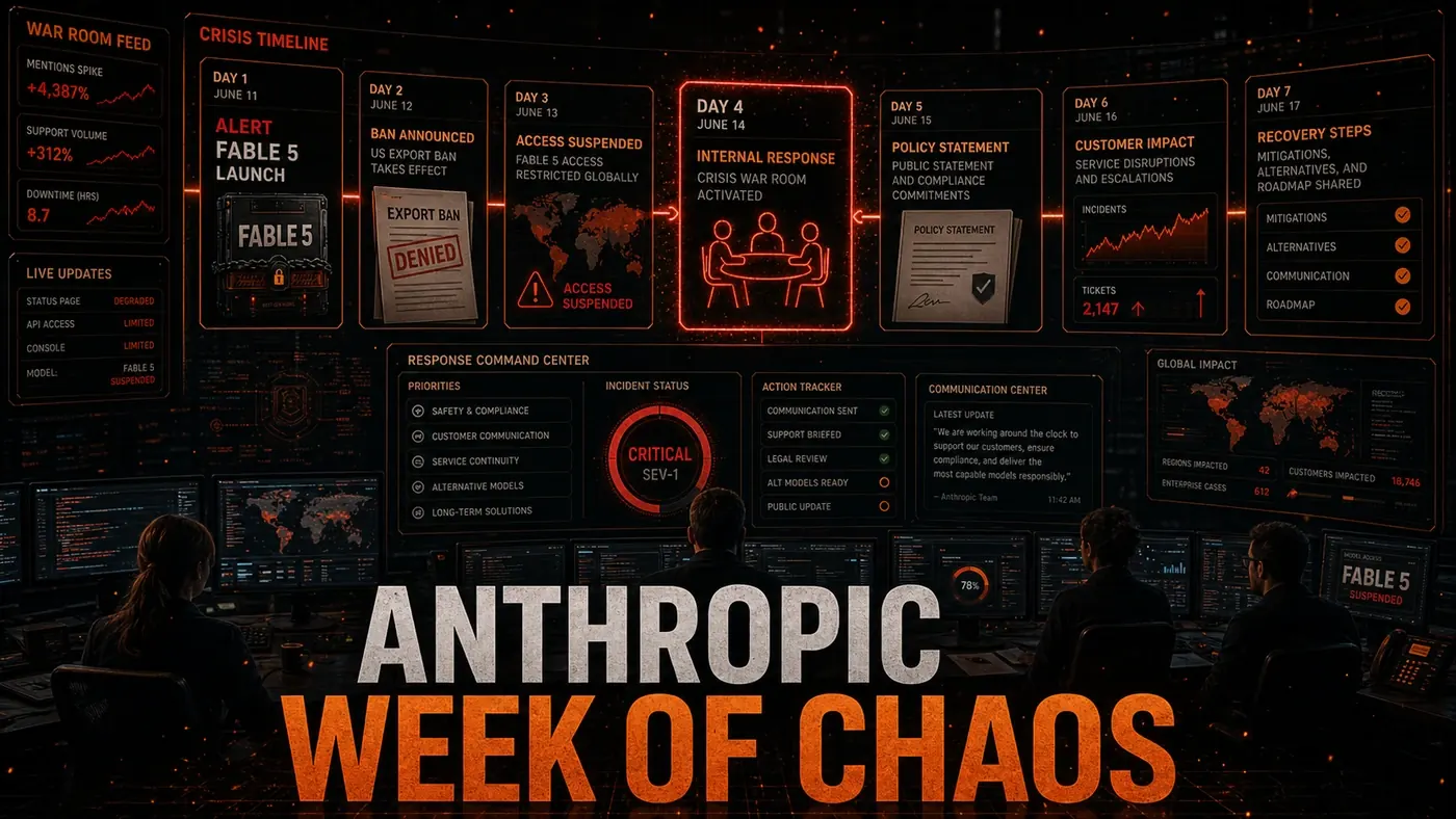 AI Kick Start editorial image for Anthropic's Week of Chaos: Fable 5, the Ban, and the Response That Followed.