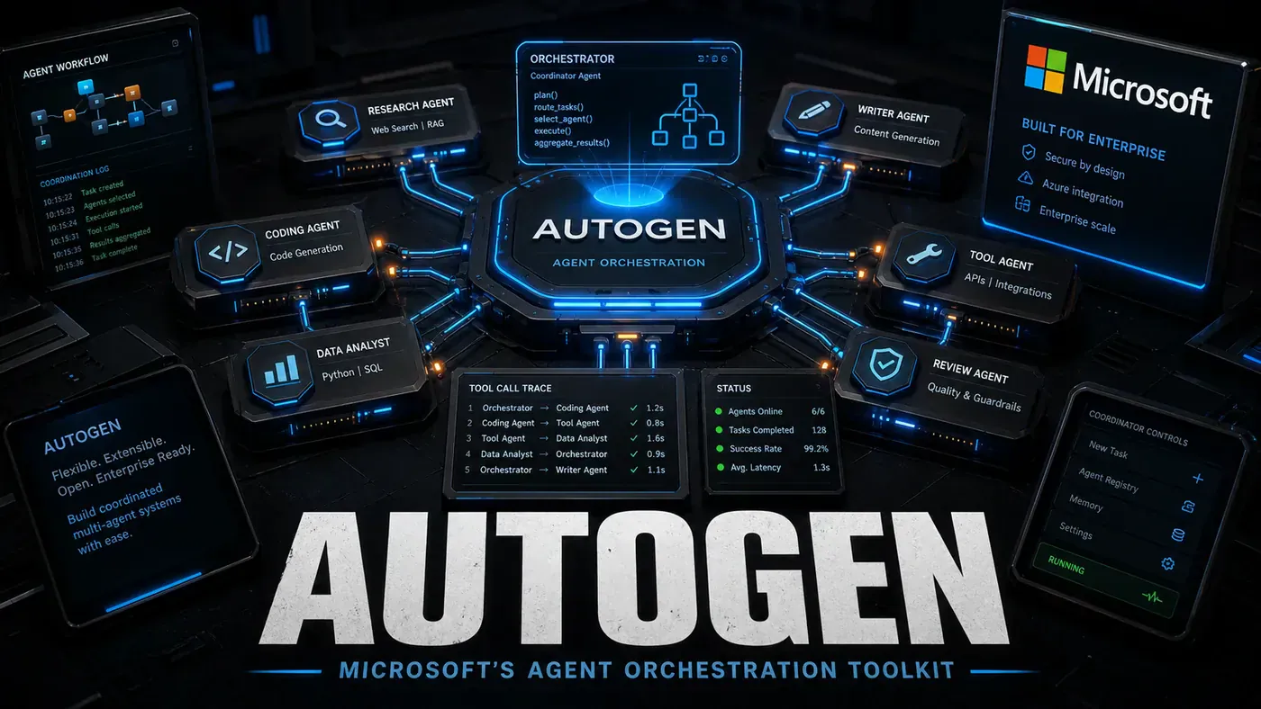 AI Kick Start editorial image for AutoGen: Microsoft's agent orchestration toolkit.