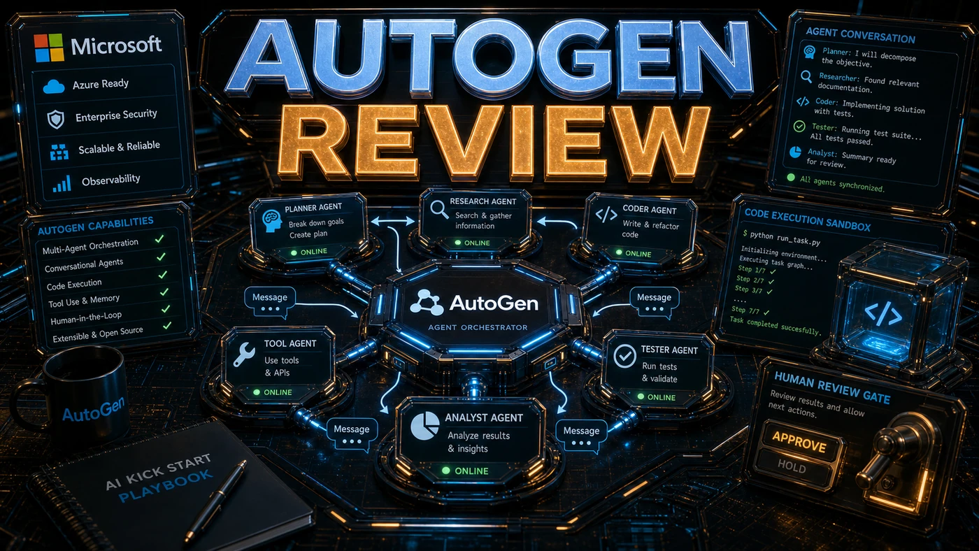 AI Kick Start editorial image for AutoGen Review: Microsoft's Multi-Agent Framework.