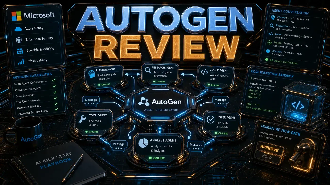 AI Kick Start editorial image for AutoGen Review: Microsoft's Multi-Agent Framework.
