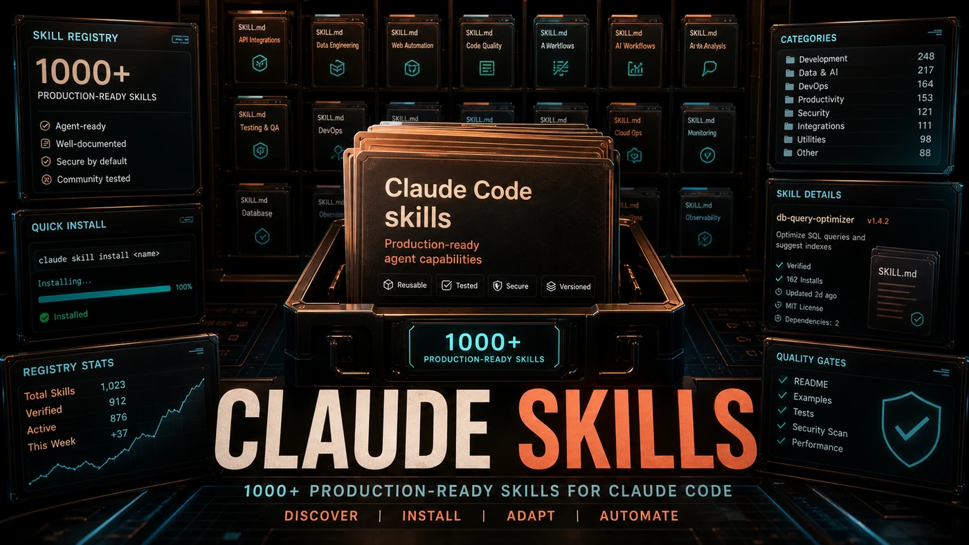 AI Kick Start editorial image for awesome-claude-skills: 1000+ skills for Claude Code.