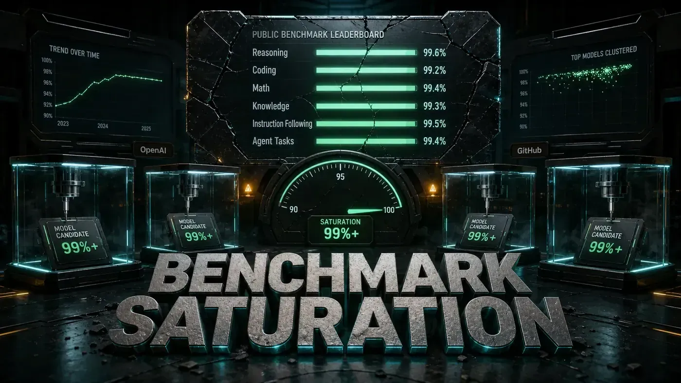 AI Kick Start editorial image for Benchmark Saturation: Why Public Evaluations Are Losing Their Meaning.