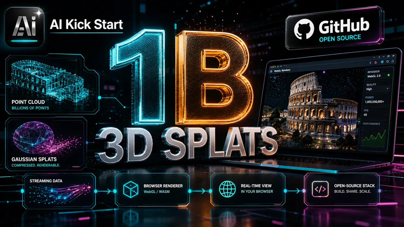 AI Kick Start editorial image for A Billion 3D Splats in the Browser Changes What Web Visualisation Can Carry.