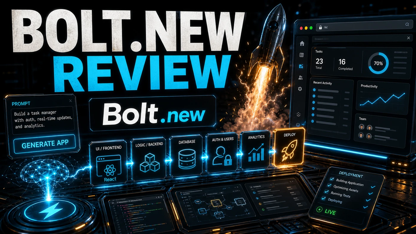 AI Kick Start editorial image for Bolt.new Review: Full-Stack AI Deployment.