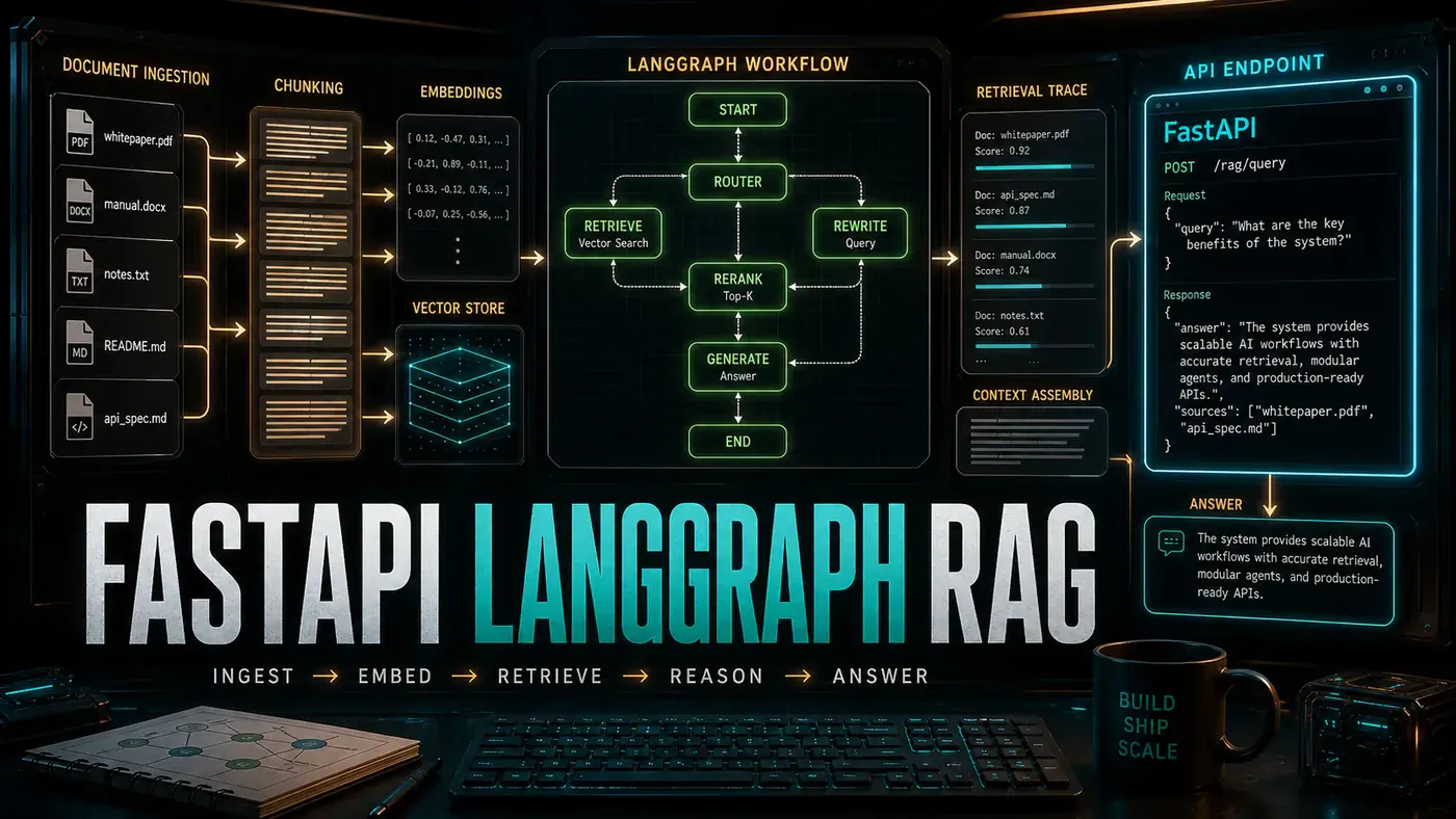 AI Kick Start editorial image for How to build a RAG system with FastAPI and LangGraph.