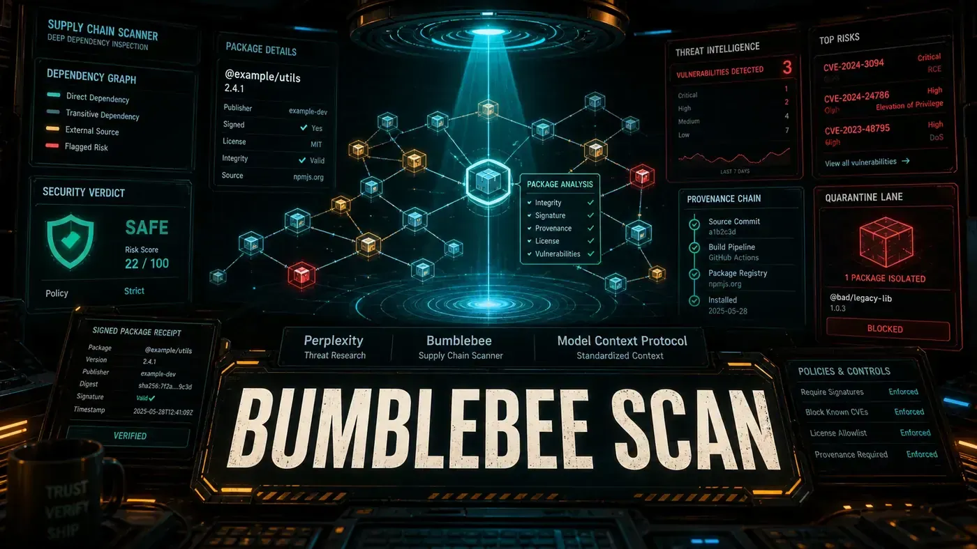 AI Kick Start editorial image for Bumblebee: Perplexity's supply chain security scanner.
