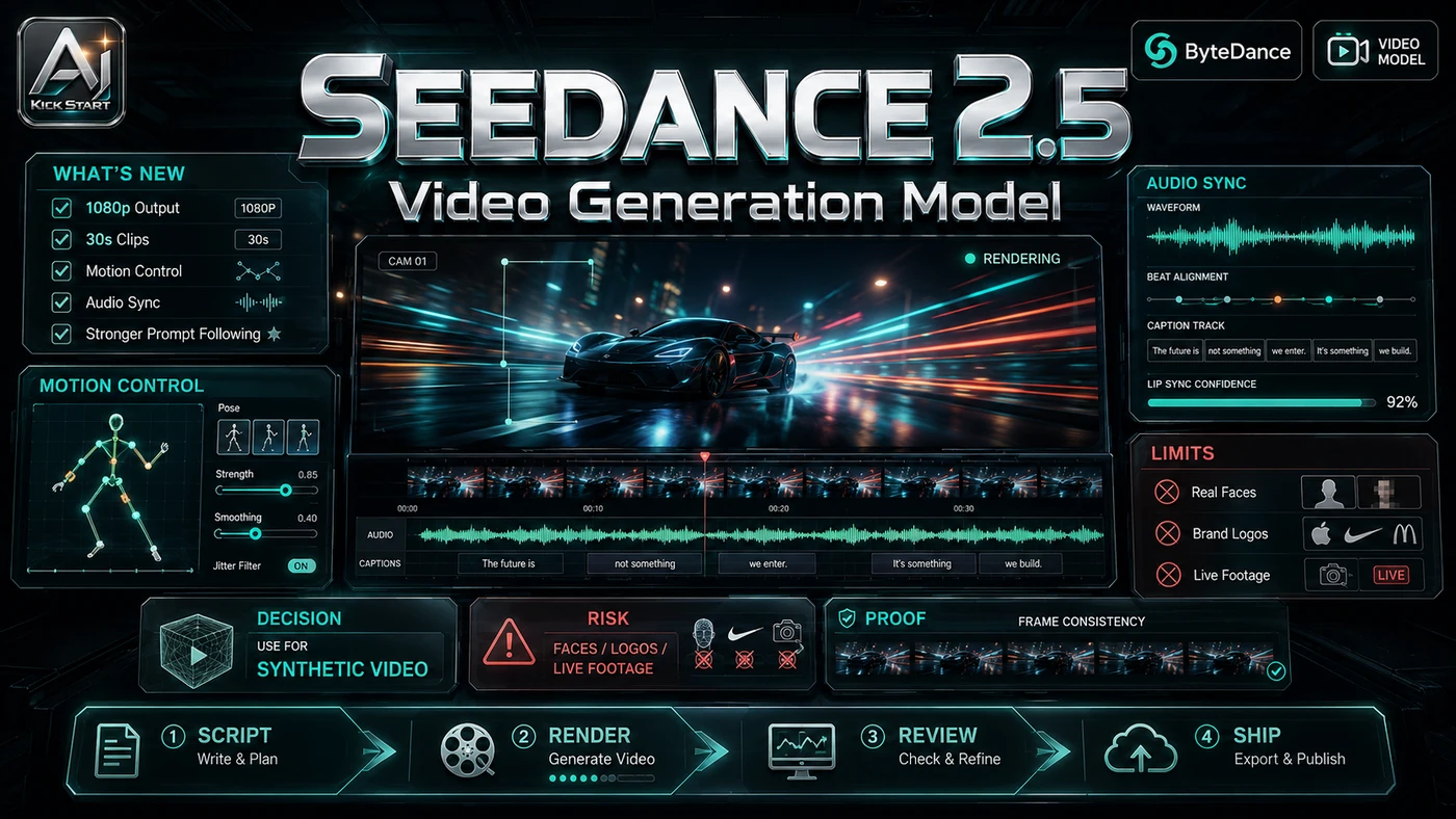 AI Kick Start editorial image for ByteDance Seedance 2.5: What Australian Teams Should Test (and Ignore).