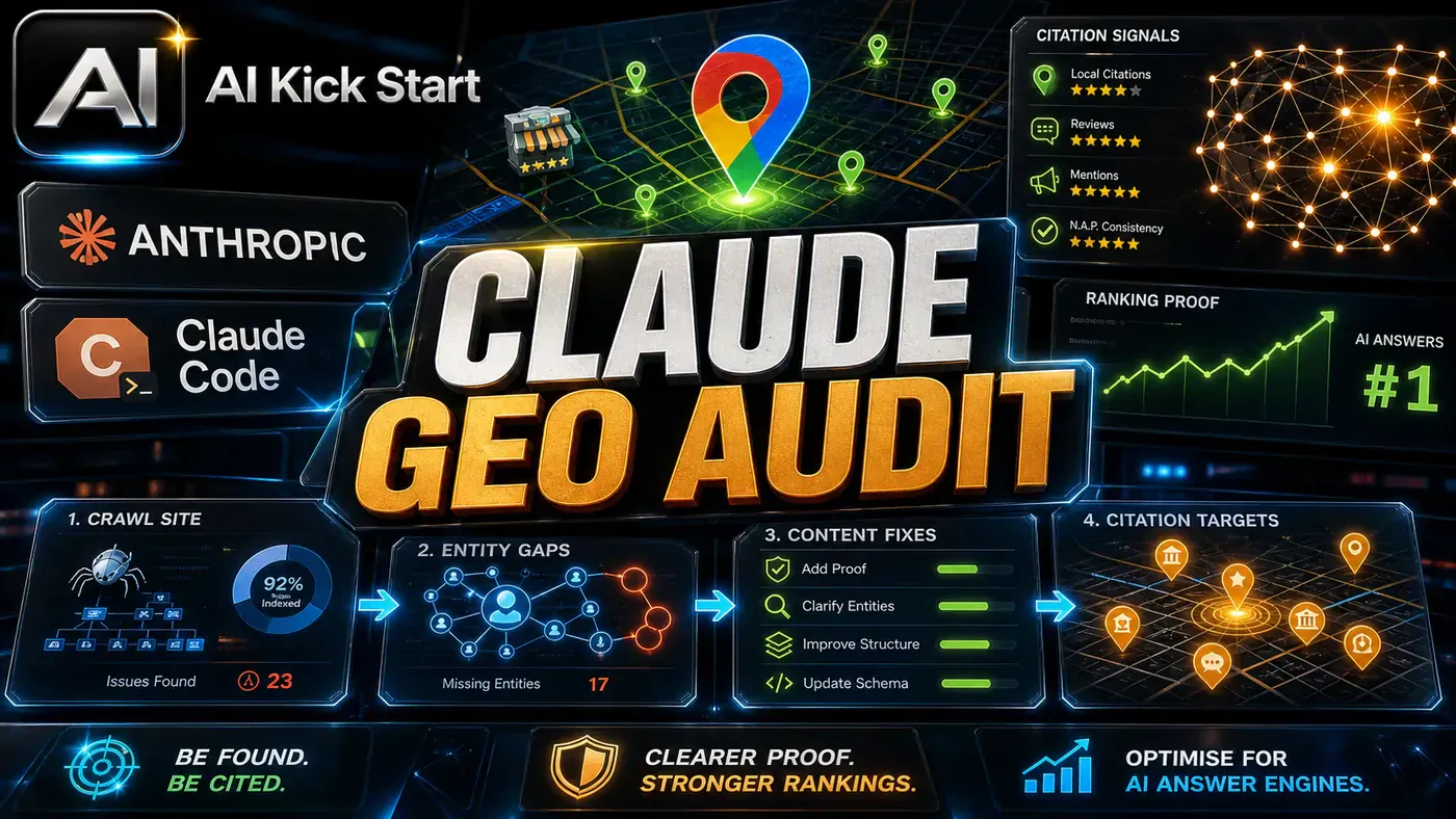 AI Kick Start editorial image for Using Claude to Optimise a Site for AI Search Is a GEO Workflow.