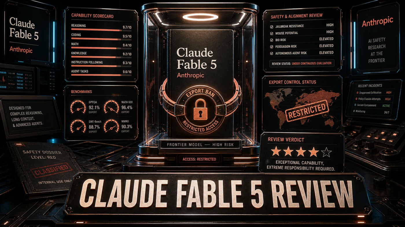 AI Kick Start editorial image for Claude Fable 5 review: Anthropic's most capable model, and why it was banned.