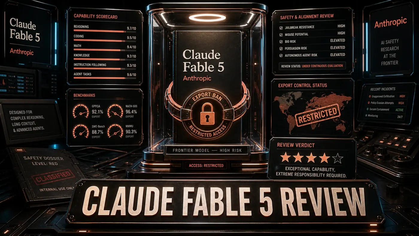 AI Kick Start editorial image for Claude Fable 5 review: Anthropic's most capable model, and why it was banned.
