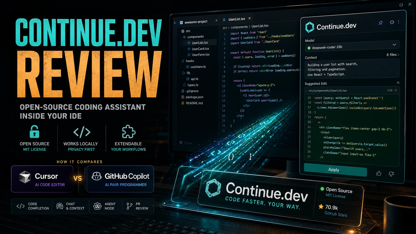 AI Kick Start editorial image for Continue.dev Review: Open-Source Coding Assistant.