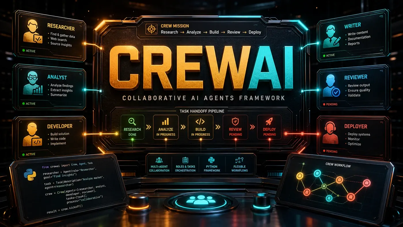 AI Kick Start editorial image for CrewAI: Collaborative AI agents framework.