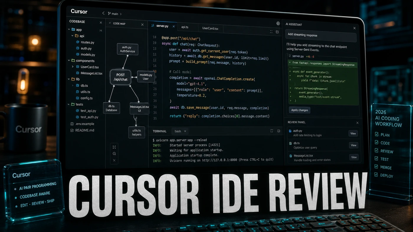 AI Kick Start editorial image for Cursor IDE Review: The Best AI Coding Editor in 2026.