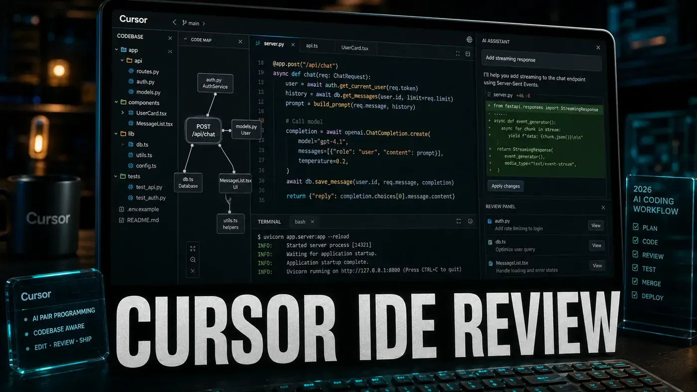 AI Kick Start editorial image for Cursor IDE Review: The Best AI Coding Editor in 2026.