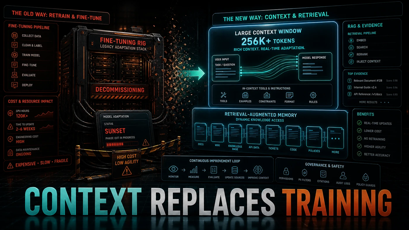 AI Kick Start editorial image for The Death of Fine-Tuning: Why Context Is Replacing Retraining.
