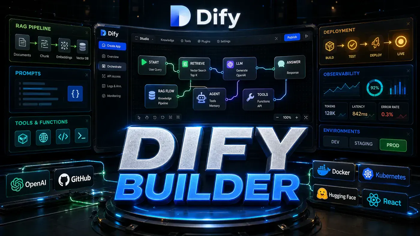 AI Kick Start editorial image for Dify: The LLM app development platform (136k stars).