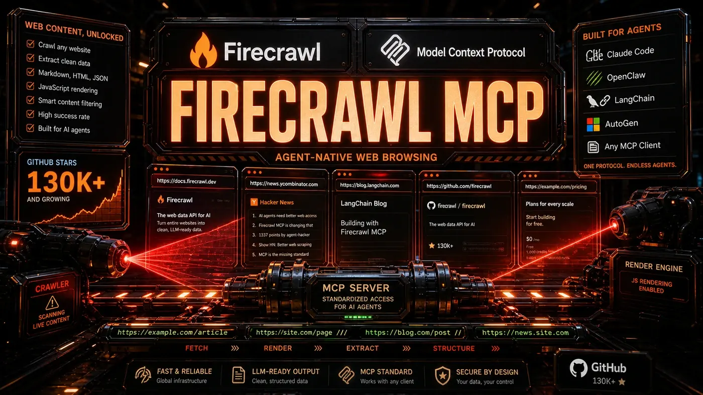 AI Kick Start editorial image for Firecrawl MCP server: Agent-native web browsing.