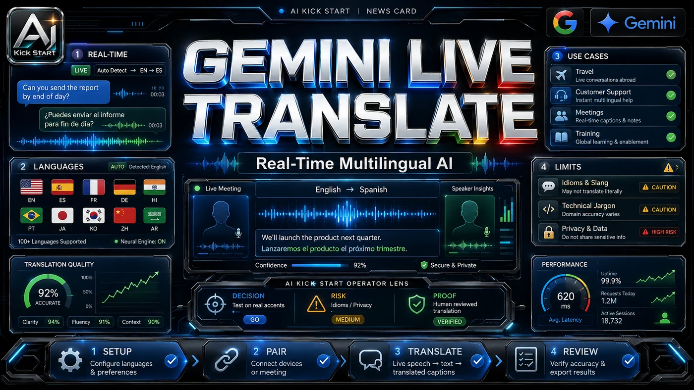 AI Kick Start editorial image for Gemini 3.5 Live Translate: A Practical Pilot Guide for Australian Teams.